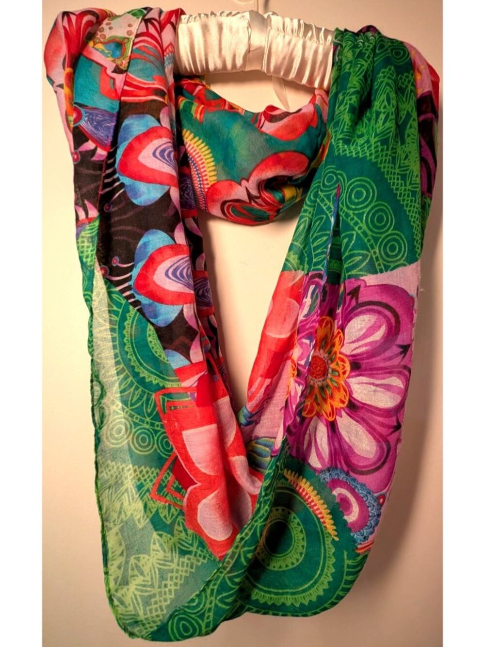 Desigual Large Multicolor Floral Bird Sarong Wrap Scarf Cover Up